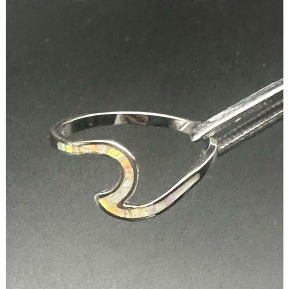 White Opal 925 Sterling Silver Wave Ring 12” - Picture 6 of 9